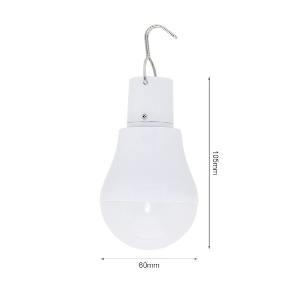 Bærbar solcellelampe med hvit LED-pære, solenergi med solcelle