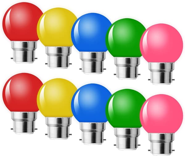 B22 LED-polttimo, 1W värillinen polttimo, B22 värillinen valo