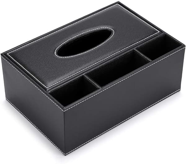 Rektangulær PU-lær vevdispenser med fjernkontroll 3 rom