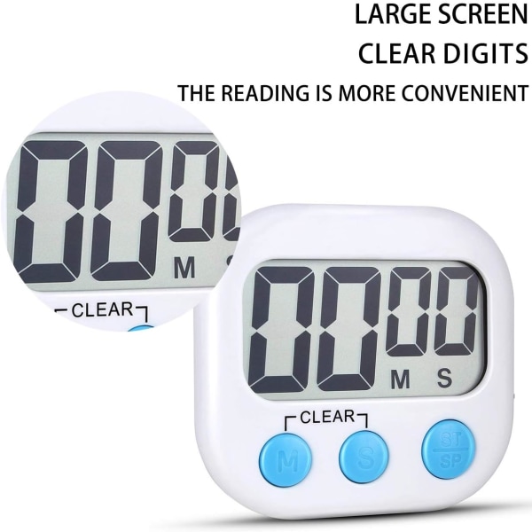 2 Pack White Digital Kitchen Timer for Cooking Big Digits Lou DXGHC