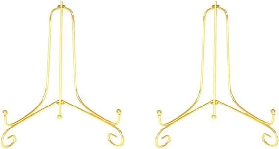 (2-pack) 4 tum järnvisningsställ, guld litet järnstaffli tallriksdisplay