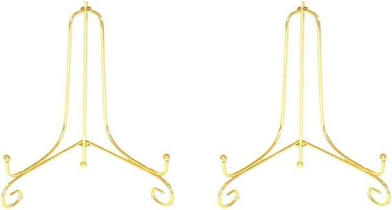 (2 Pak) 4\" Jern Display Stativ, Guld Lille Jern Staffeli Plade Displ
