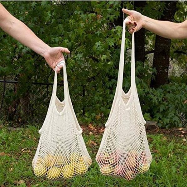 Net Indkøbspose Bomulstov Market Genanvendelig Net Tote Bag med Lo
