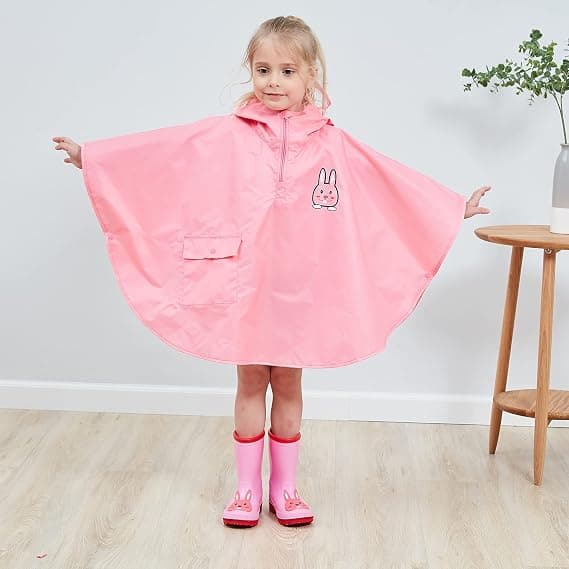 Letvægts Regnjakke Bat Poncho/Kappe med Hætte til Småbørn 4-7 År