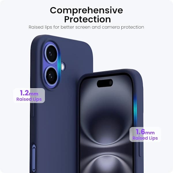 iPhone 16 6.1 \" Mjukt Silikonskal med 3-Lagers Skydd - Marinblå[JSR],D