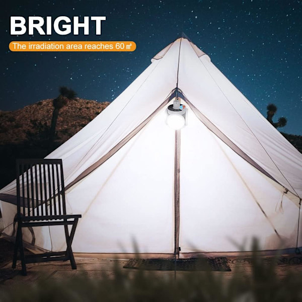 Camping Solcellelampe USB Oppladbar, Bærbar LED Spot