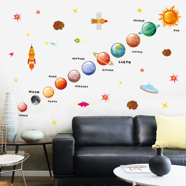 Nine planets wall sticker Creative children's room Background wal