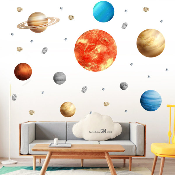 Nio planeter väggdekaler för vardagsrum sovrum barnrum