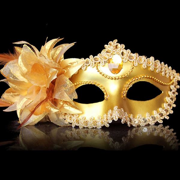 Plätering Side Flower Feather Venice Princess Mask DXGHC
