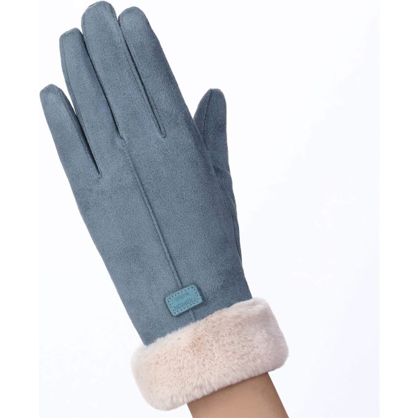 Womens Winter Warm Gloves Touch Screen Suede Thick Mittens Lady O