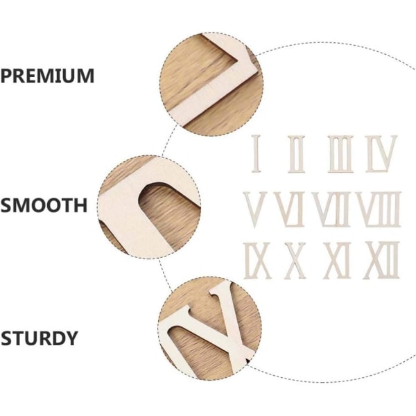24 stycken/ 2 set oavslutade träbokstäver romerska siffror Trä C