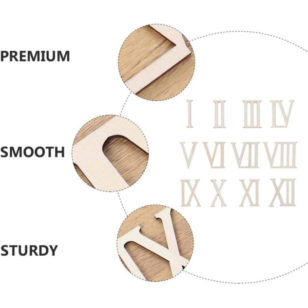 24 stycken/ 2 set obehandlade träbokstäver romerska siffror trä C