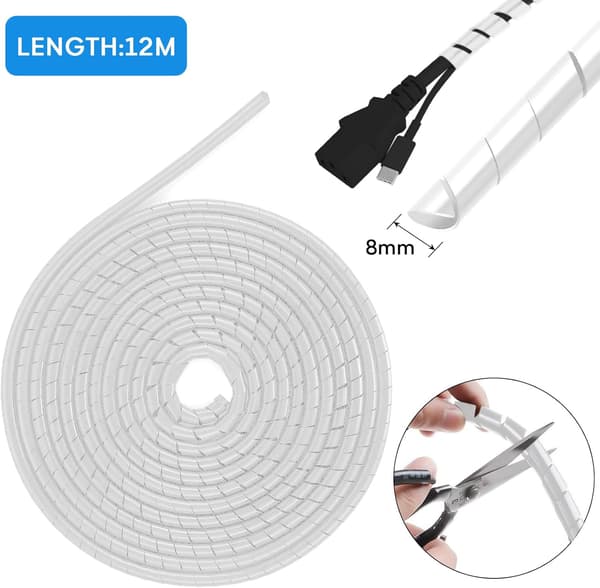 Universal Flexibel Spiralmantel 11m x 8mm, Vridet Mantel Kabel