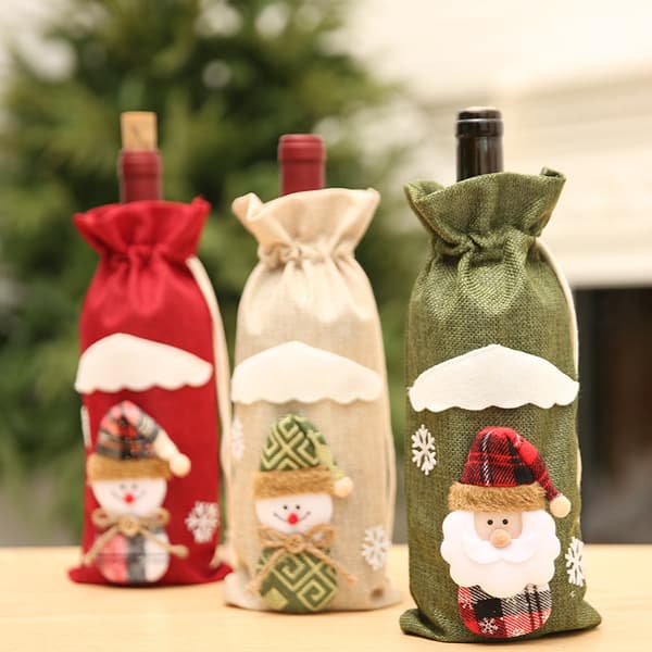 3-pack Vinflaskskydd Vinförpackning Linne Jul Ny Champagne