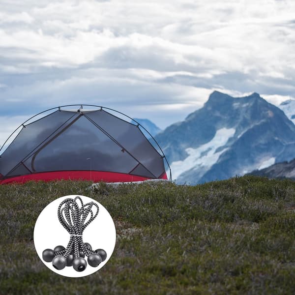 10 stk. Praktiske kuglebungee-reb - Holdbare baldakin-kuglebungee-reb - Kuglebungee-elastisk reb til teltcamping (SORT)