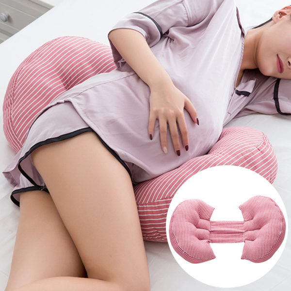 Multifunksjons rosa U-form for magestøttepute for gravide kvinner S