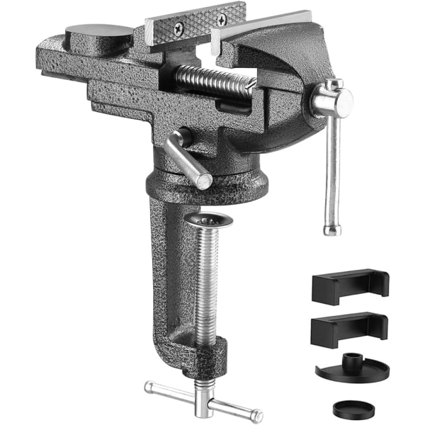 Værksteds-Vise med 70 mm Kæbebredde, 360 Graders Drejelig Base, Støbt