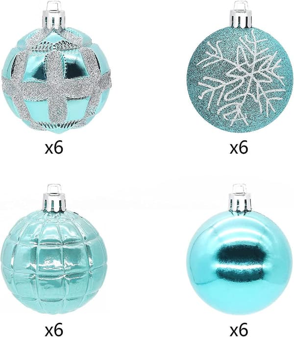 Farvede malede kugleformede julekugler 6 cm 24 stk.