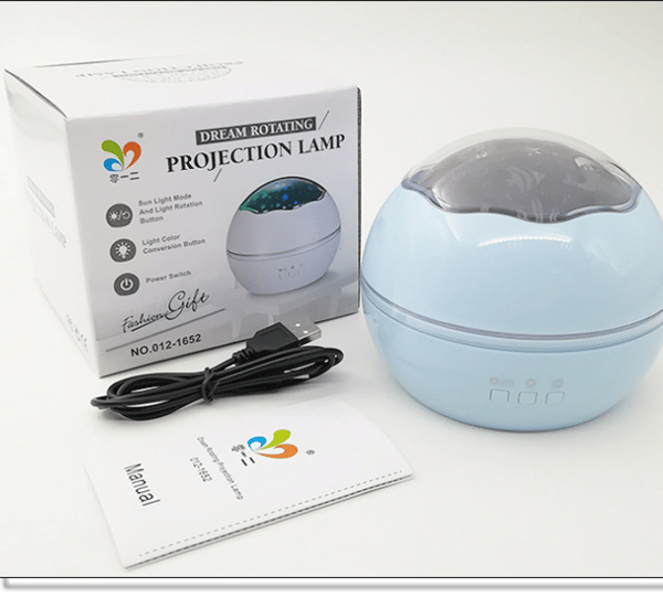 Liten ball stjernehimmel lampe fargerik roterende stjerne måne projeksjon