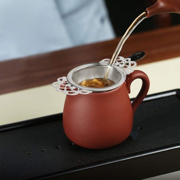 2-delad tefilterskål, tefilter i rostfritt stål, sui