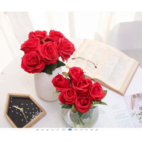 12 stk. Kunstige Blomst Rose Blomster Fløjl Falsk Lang Stilk DXGHC