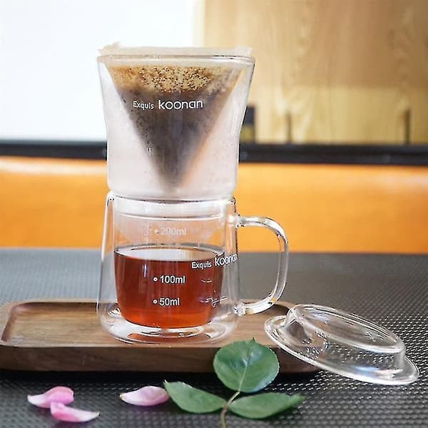Dubbellagers Kaffefilter Set V60 Glas Kaffedroppare Kaffe DXGHC