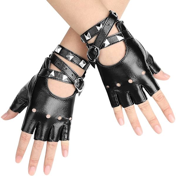 Läder Punk Handskar Fingerlösa Handskar För Kvinnor Körning Cykling S