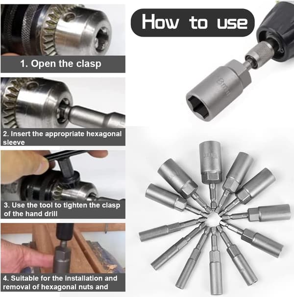 6-19mm Magnetisk Sokkel Bits Krom Vanadium Legering Stål Impact Dri