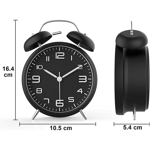 Väckarklocka, Analog Väckarklocka, 4 Tums Dubbelklocka Väckarklocka