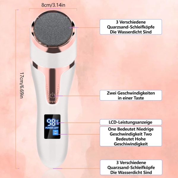 Electric Foot Rasp, Rechargeable Electric Pedicure Foot Rasp, IPX