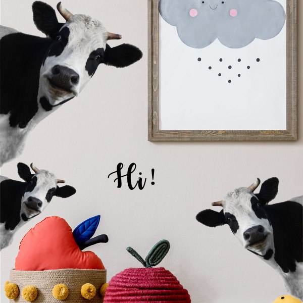 2 stk New Black and White Cow English Hi Adhesive Selvklebende