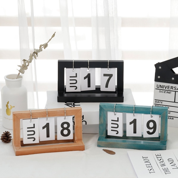 1 Træ Skrivebords Kalender 2022 Vertikal Flip, Retro Evig
