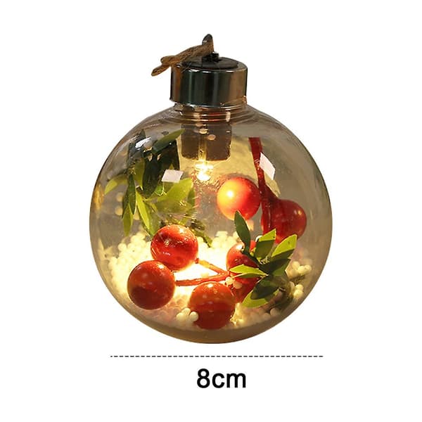 6 stk 8cm Julekule med LED Lys, Klar Julekule, Juletrepynt