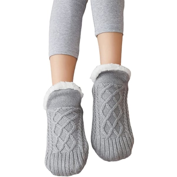 Inomhus Golv Halksäkra Varma Sockor, Handvävda Sammetfodrade Tofflor