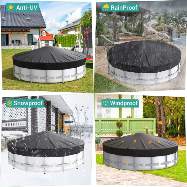 8 fot Rund Poolöverdrag, Solskydd för Överjordiska Pool, Stock Tank Poolöverdragsskydd med Poolöverdragstillbehör,