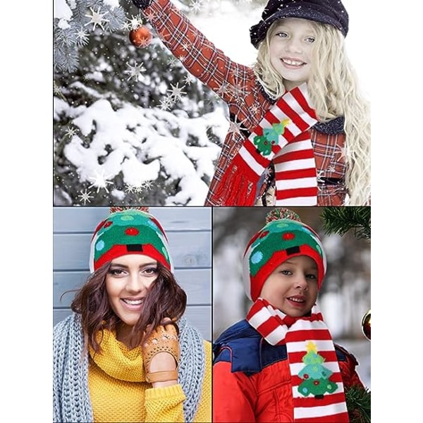2 stycken jul LED-upplysta mössor, jul LED-upplyst halsduk för jul
