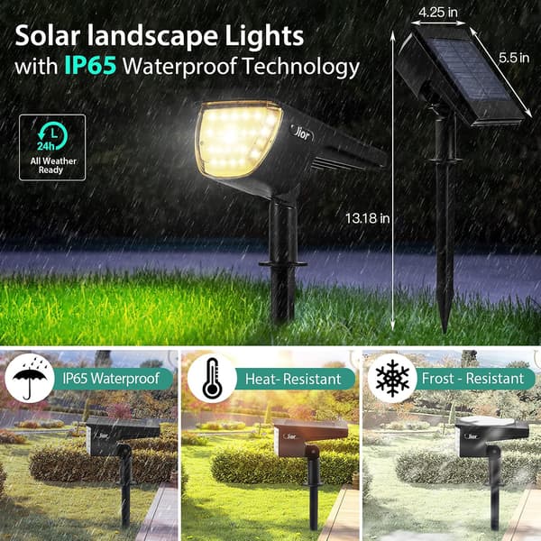 【2 pakker med 32 LED】Solcelleutendørslys, IP67 Vanntett vegglampe