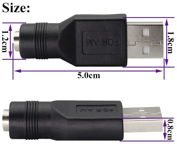USB2.0 A Han til DC 5.5x2.1mm DC Stik Opladningsadapter