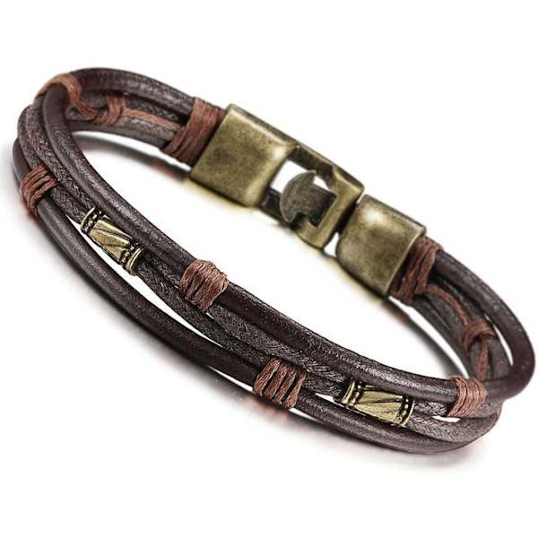 Mænds armbånd vintage armbånd brunt flettet læderarmbånd
