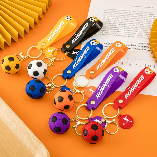 3 3,5 cm fotboll nyckelring hänge PVC mjuk gummi bilnyckel cha