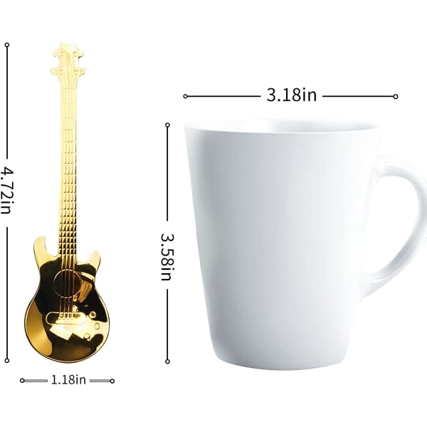 Gitarskjeer Dessert- og Kaffe-skjeer Sett, Rustfritt Stål Farge