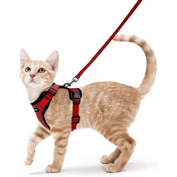 Cat Harness Leash Adjustable Kitten Harness Blue XS Neck Refle