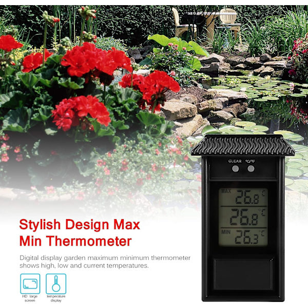 (Svart) Drivhus Termometer, Vanntett Min Digital Drivhus