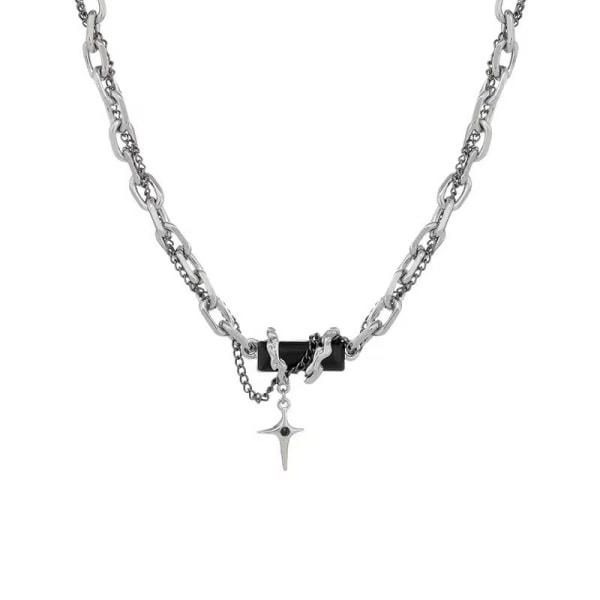 2 stycken svart zirkon kors skarvning halsband nyckelben lm