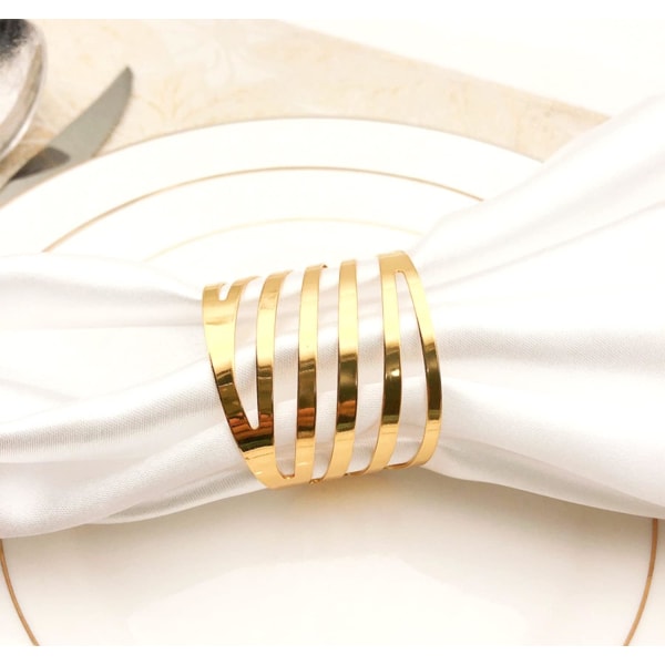 Servettringar Set med 12 guld tyg servetthållare för bröllopsdel