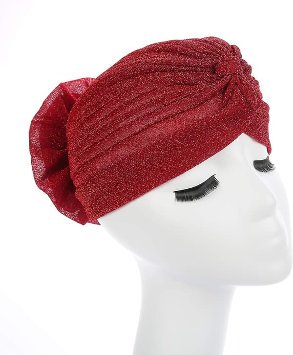 Kvindes Elastisk Glitter Stor Blomst Turban Kemoterapi Beanie Hårløs Ch