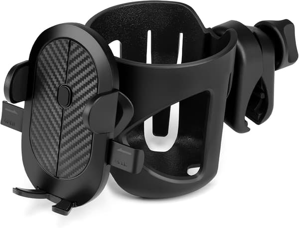 Universal koppholder med telefonholder/feste, 2-i-1 barnevogn