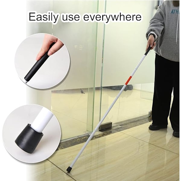 4-delt Foldbar Blind Cane Reflekterende Rød Foldbar Vandrestok