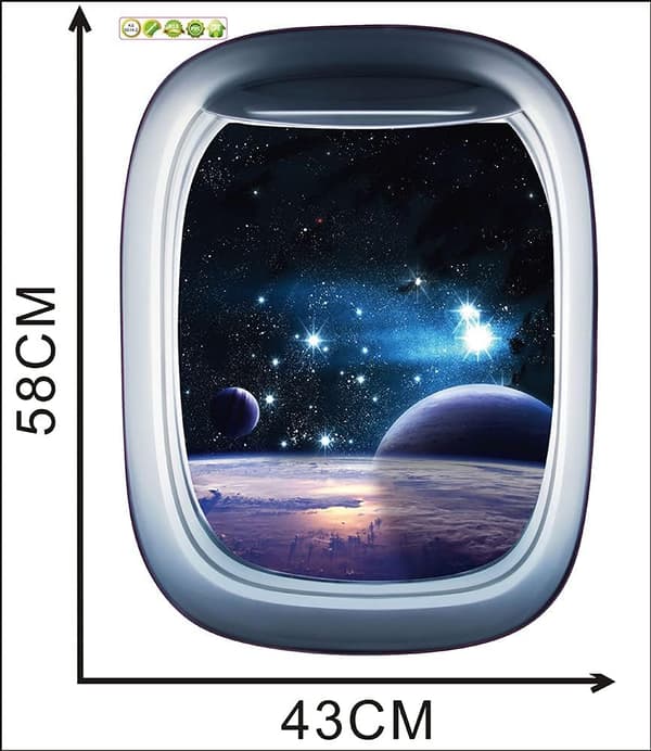 3 kpl Astronaut 3D Ikkuna Seinätarraa 23\" x 17\"