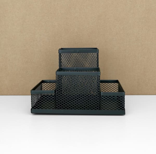 Skrivebordsarrangør, Metallpennholder, Stativ med Mesh-Laptop